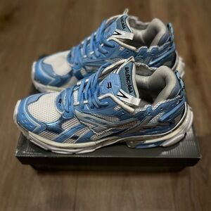 Balenciaga Blue & White Layered Runner Sneakers